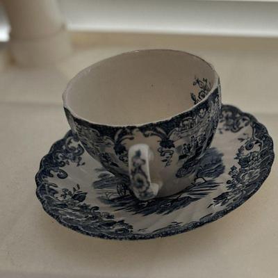Blue pattern cup and saucer