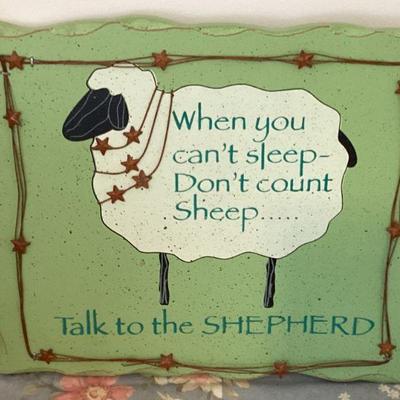 Wall art green wood sheep