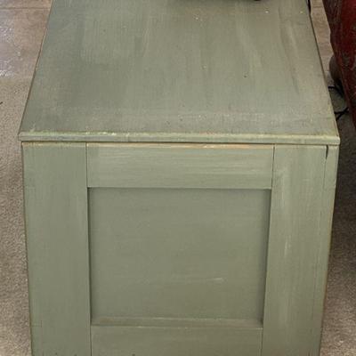 Green wood side table