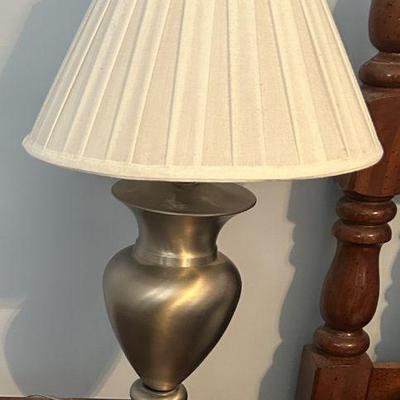 Gold base lamp with white shade