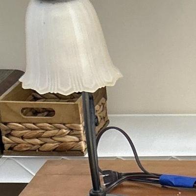 Brass desk lamp glass shade