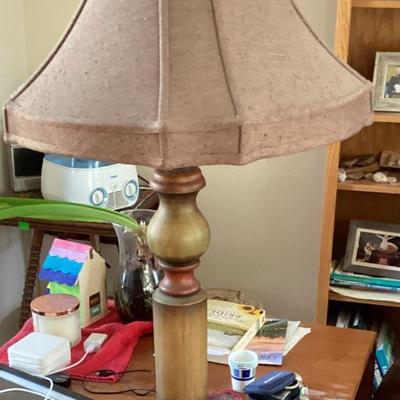 Lamp with brown square base and brown shade