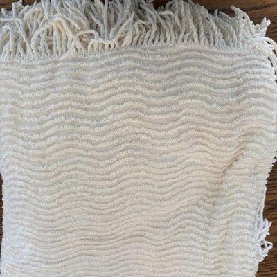 Ivory throw blanket with fringe
