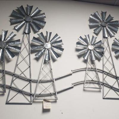 Metal windmill art