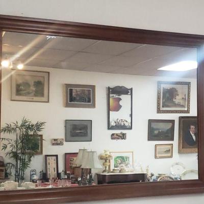 Large wooden wall mirror