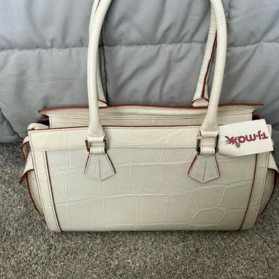 White Croc Leather Dooney & Bourke Medium Side Pocket Satchel 