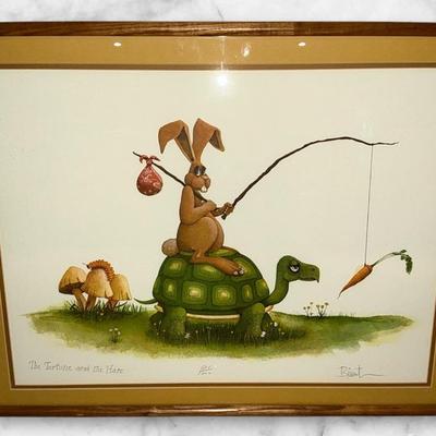 Signed Tortoise and the Hare Print (20.5 x 26.5)