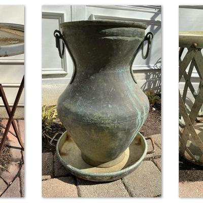 Metal Stool + Large Vase + Stand 