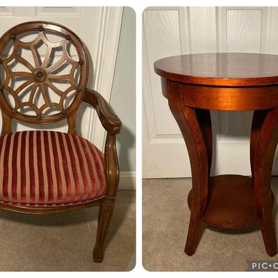 Klaussner Spider Web Back Armchair + Side Table