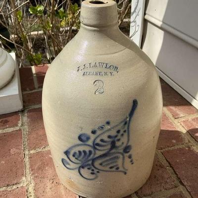 2 Gallon J.J. Lawlor Crock Jug 