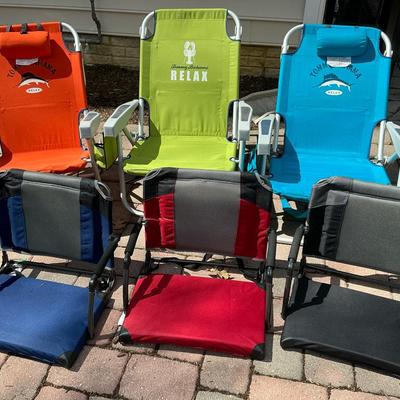 3 Tommy Bahama Beach chairs and 3 Bleacher Seats 