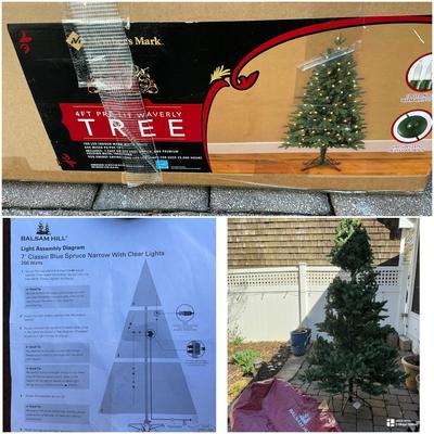 7’ Balsam Hill Classic Blue Spruce Pre Lit & 4’ Pre Lit 
