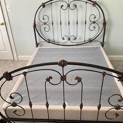 Vintage Ornate Metal Headboard And Footboard - QUEEN