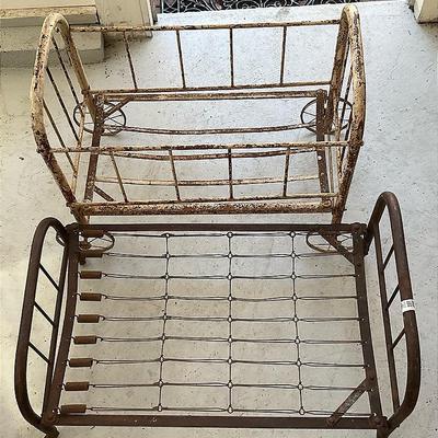 Antique Child Size Crib And Bed Frames On Wheels