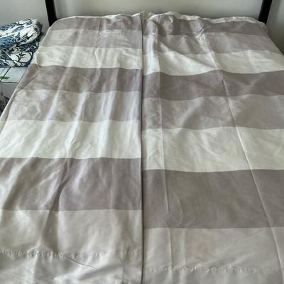 Set of 4 Purple And Cream Stripe Sateen Curtains 