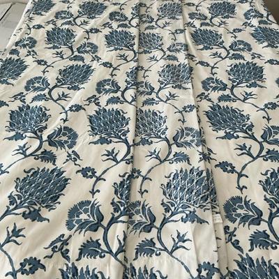 Set Of 4 Heavyweight Lined Blue And white Curtain Panels 48x84