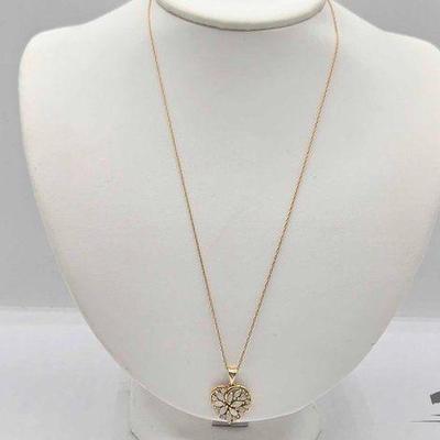 #760 • 14k Gold Necklace with Opal Heart Pendant, 3.38g
