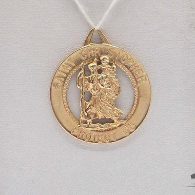 #738 • 14k Gold Saint Christopher Pendant, 4.76g
