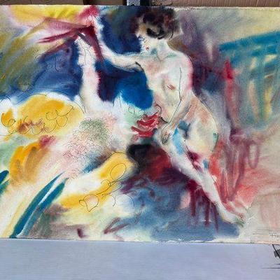 #3102 • (2) William Firschein Original Abstract Watercolor Paintings
