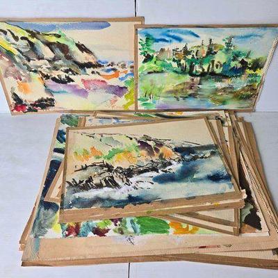 #3130 • (27) William Firschein Watercolor Paintings
