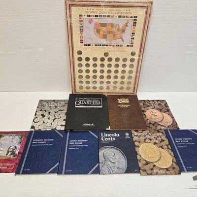 #1604 • (10) U.S. Coin Collection Folders & 50 State Quarter Collection Book
