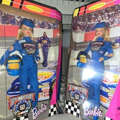 #14356 • (2) Barbie 50th Anniversary Nascar Dolls
