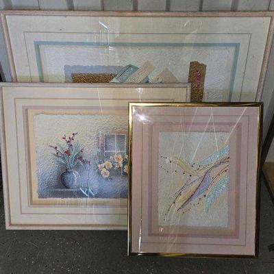 #5102 • (3) Artist Signed Framed Textured Artworks
