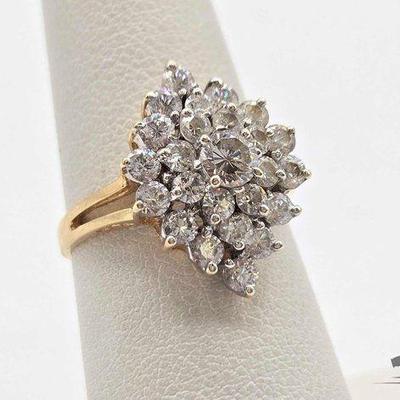 #746 • 14k Gold Rhinestone Ring, 4.19g
