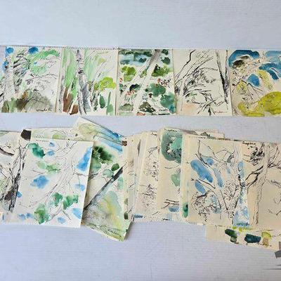 #3154 • (37) William Firschein Watercolor Paintings
