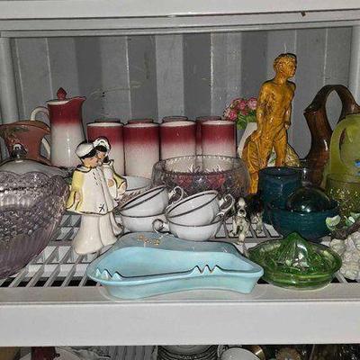 #13576 • Glass Pitcher, Cups & More
