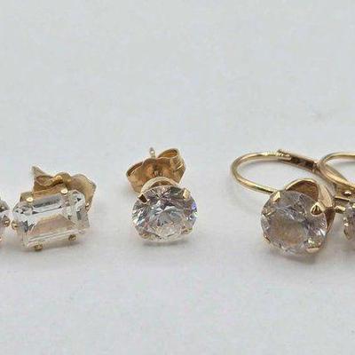 #754 • (5) 14k Gold and Rhinestone Earrings, 3.79g
