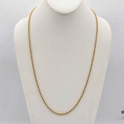 #718 • 14k Gold Twisted Rope Chain Necklace, 23.84g
