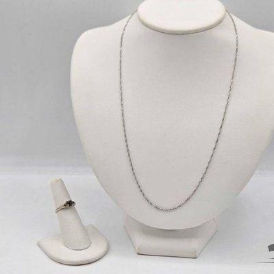 #742 • 14k White Gold Necklace and Ring, 4.50g
