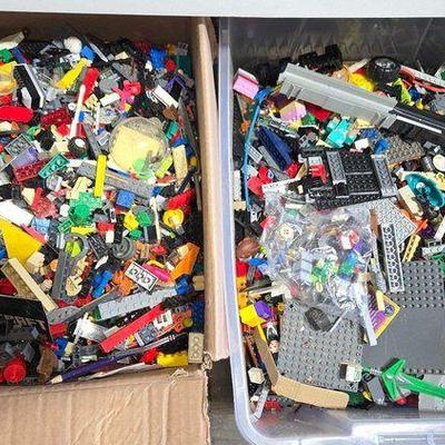 #13618 • Tote and Box Filled with Legos and Toys
