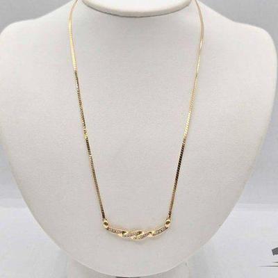 #730 • 14k Gold and Diamond Necklace, 6.67g
