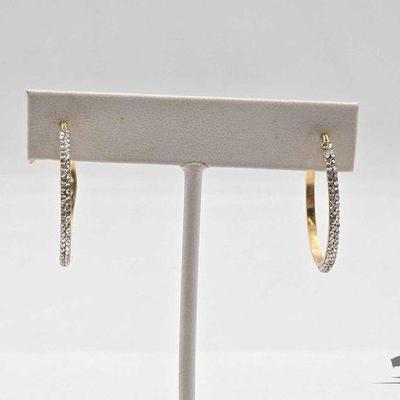 #766 • 14k Gold and Rhinestone Earrings, 1.80g
