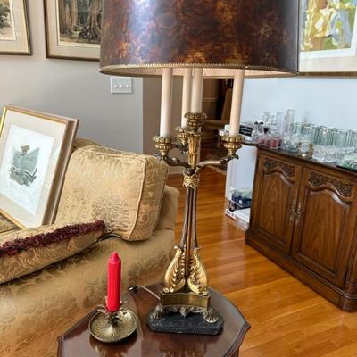 Vintage Stiffel Lamp with metal grate topped shade