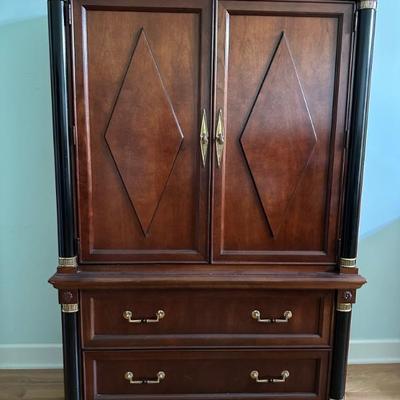 Stanley Furniture Armoire. Part of full bedroom suite of King Head Board, 2 Night Stands and Dresser. Armoire is 64 1/2" high x...