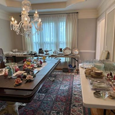 Just a small part of the large collection of china, crystal, figurines and porcelain collectibles. 