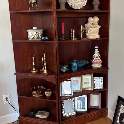 Corner Bookshelf with matching wall book Shelf. Corner Bookshelf is 23" wide x 16" deep x 77" high. Bookshelf is lighted...