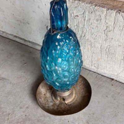 Beautiful Blue Glass Bird Feeder
