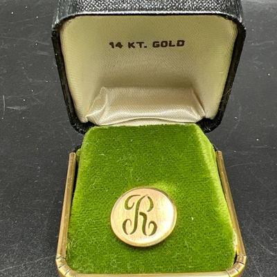 14KT Gold Monogrammed Tie Tack
