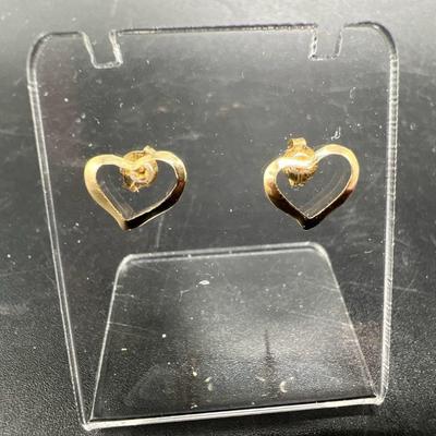 14K Gold Open Heart Earrings
