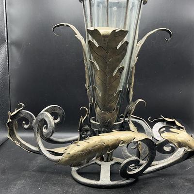 Glass And Metal Vintage Vase