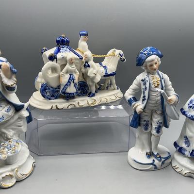 Vintage Colonial Couple W/carriage And More 