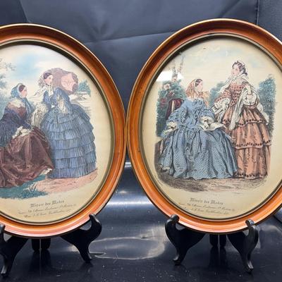 A Pair of Vintage Victorian Ladies Framed Prints