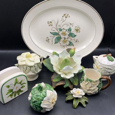 Magnolia Print Serving Pieces & Decor