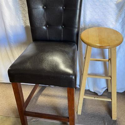 Wooden Stool And Tall Bar Chair
