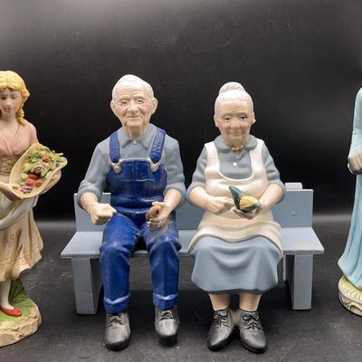 Old Man and Old Woman Sitting on a Bench and More