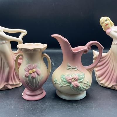 Vintage Hull Pottery Pitcher, Vase & Dancing Woman Planter
